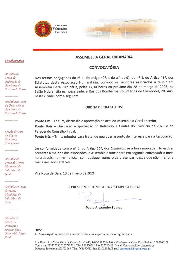 Convocatória para Assembleia Geral Ordinária – Dia 28/03/2025 – 14H30